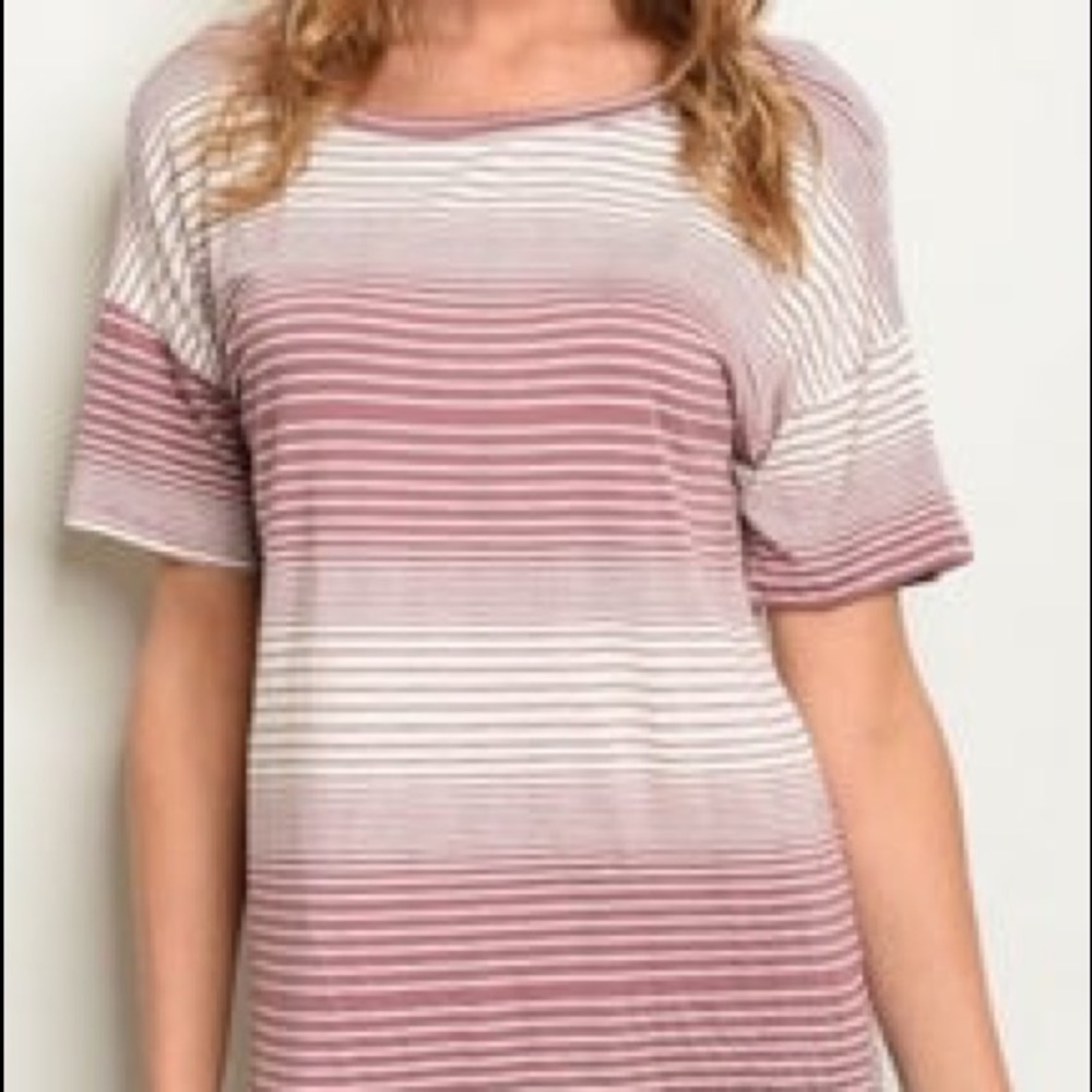 Mauve/Off white striped dress